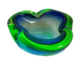1960s Submersed Murano Uranium Art Glass Ashtray Catchall, Italy