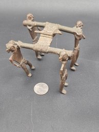 Antique Tribal Indian Bronze Of Cobra Deity With 4 Attendants