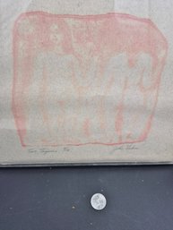 Vintage Signed JOHN FABIAN Woodblock- Titled '2 Figures'- #7 Of Only 12 Made