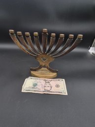 Vintage Mid Century Modern Style Brass Menorah