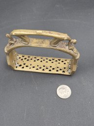 Antique Middle Eastern Horse Stirrup With Peacock Decoration