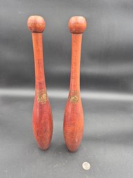 Pair Of Antique Spalding 'Gold Medal' 1 Lb. Indian Clubs/ Exercise Pins