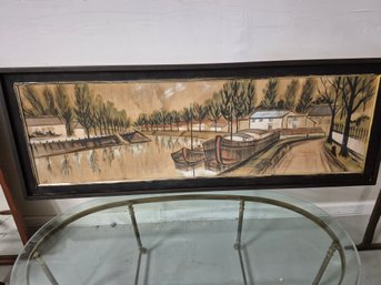 HUGE Vintage Mid Century Modern CARLO OF HOLLYWOOD Painting- 3rd Party Shipping