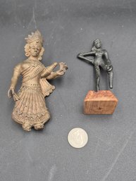 2 Antique Indian Bronze Dancing Figures