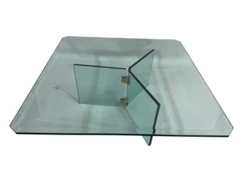 Pace Collection Style Post Modern Thick Glass Coffee Table