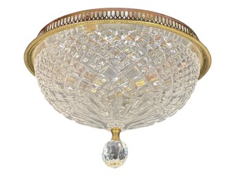 Elegant Crystal Dome Ceiling Light With Brass Trim