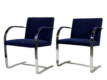 Pair Of Mies Van Der Rohe BRNO Flat Bar Chairs By Breuton Set 2