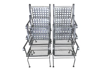 Set Of Six Vintage Garden Patio Dining Height Spring Chairs Att To Woodard