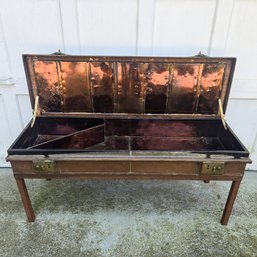 Possibly Civil War Military Antique Gunnery Chest Or Trunk Now A Conversation Piece /coffe Table.