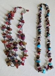Pair Of Natural Stone Beaded Necklaces