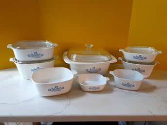 Large Set Of Blue Flower Corning Ware