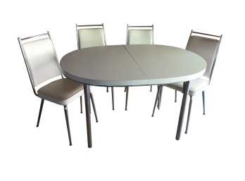 MCM White Table With Leaf & Chairs