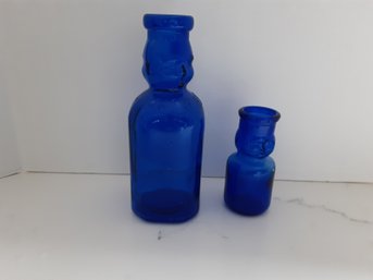 Cobalt Blue Glass Brookfield Baby Top Milk Bottles
