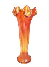 Decorative Fenton Carnival Glass Marigold Iridescent Diamond Rib Swung Vase