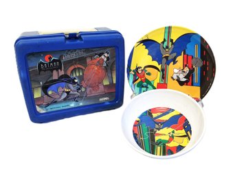Vintage 1980s DC Comics Batman Lunchbox & Zak Designs Melamine Batman & Robin Plate & Bowl