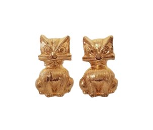 Cute 14kt Yellow Gold Cat Earrings
