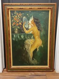 Large , Beautiful Signed Nude Oil On Canvas