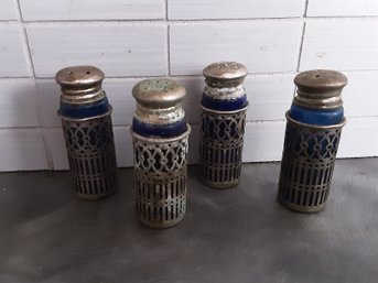 Vintage Cobalt Salt & Pepper Shakers Lot Of 4