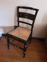 Black Caned Stenciled Chair