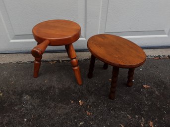 Pair Of Wooden Milking Stools