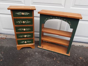 Solid Wood Green Country Set Of 2