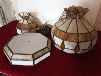 Stained Glass Light Fixtures Lot Of 3