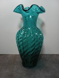Vintage Fenton Robin Egg Blue Swirl Vase #4