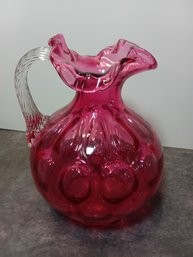 Vintage Fenton Cranberry Thumbprint Pitcher #7