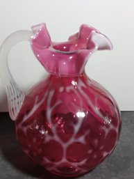 Vintage Fenton Cranberry Opalescent Pitcher #16