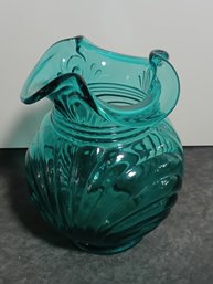 Vintage Fenton Teal Blue Draped Vase #17