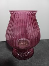 Large Cranberry Glass Candle Holder #22