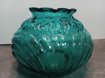 Vintage Fenton Teal Art Glass Caprice Bowl #26