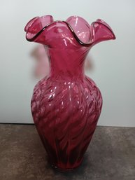 Vintage Fenton Cranberry Spiral Vase #34