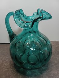Vintage Fenton Aqua Thumbprint Pitcher #35