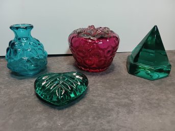 4pc Mixed Art Glass Paperweights #36