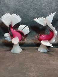 Pair Of Large Murano Art Glass Fish #38