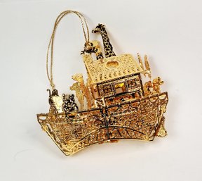 23k Gold Plated 2011 Gold Christmas Ornament Collection 'NOAHs ARK' By Danbury Mint