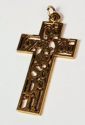 Gold Tone Cross ' God Loves You And So Do I ' Pendant