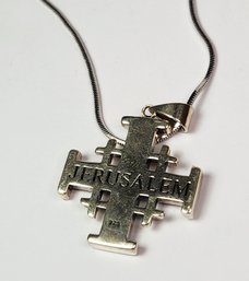 UNiQUE  Sterling Silver Jerusalem Cross Pendant With Snake Chain Necklace