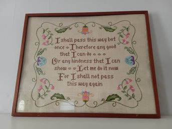 'I Shall Pass This Way But Once' Vintage Needlepoint