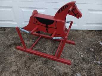 Vintage Wooden Spring Mounted Rocking Horse