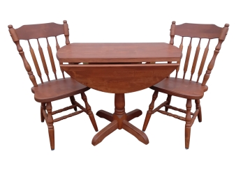 Wooden Drop Leaf Table & Spindle Back Chairs