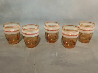 MCM Striped Bar Glasses Made In Czechoslovakia