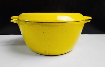 Vintage Copco Yellow Enameled Cast Iron Dutch Oven
