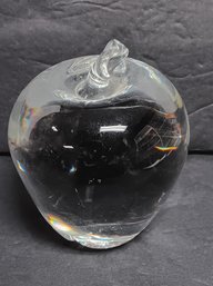 Sparkling Clear Steuben Signed Crystal Apple Paperweight      LR