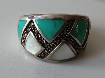 Sterling Silver Turquoise Ring Size 9 #94