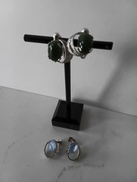 Sterling Silver Mixed Clasp Earrings Lot Of 2 #58