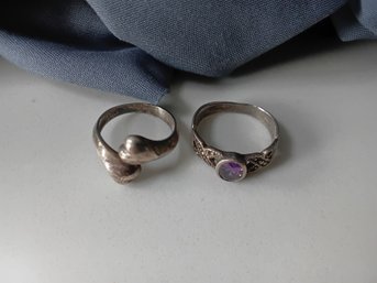 Sterling Silver Rings Size 6.5 Lot Of 2 #51