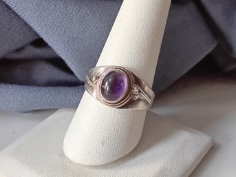 Sterling Silver Amethyst Toned Ring Size 10 #39