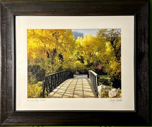 Golden Hour Crossing: Framed Autumn Bridge Photograph By Cody Waters